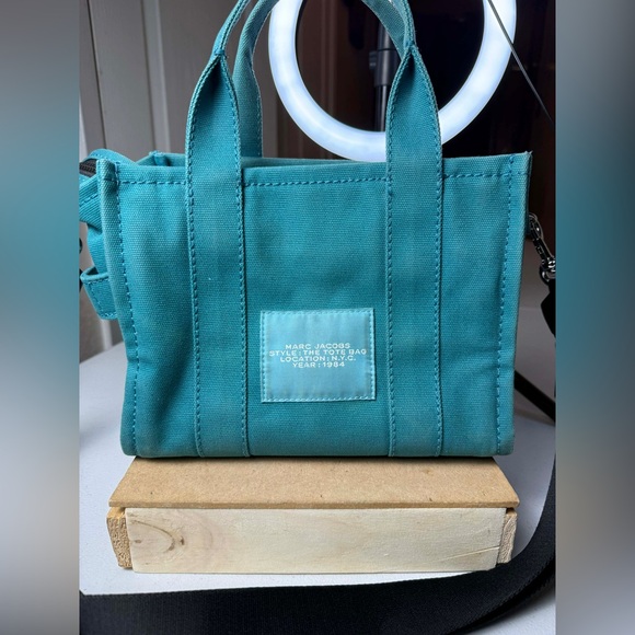 Marc Jacobs Women's The Mini Tote Bag, Wasabi, Green, Blue, Graphic, USED - Picture 6 of 14